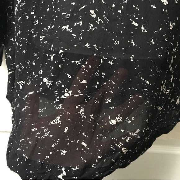 SECOND Female Black White Semi-sheer Blouse - Picture 7 of 10